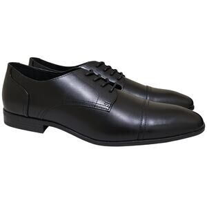 Alfani Men Quincy Cap Toe Derby Oxfords Size US 11.5M Black Faux Leather
